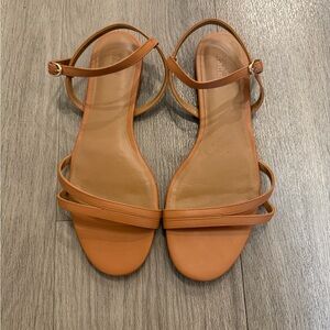 Women's Strappy Tan Ankle-Strap Sandals